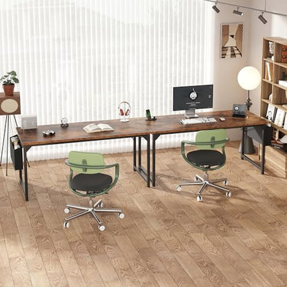 Computer Desk 63 Inch Home Office Desks for Small Spaces, Gaming Writing Study Work Table with Storage Bag and Headphone Hook for Bedroom, Rustic Brown