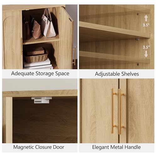 31.5" Sideboard Buffet Cabinet with Storage,Oak, view 5