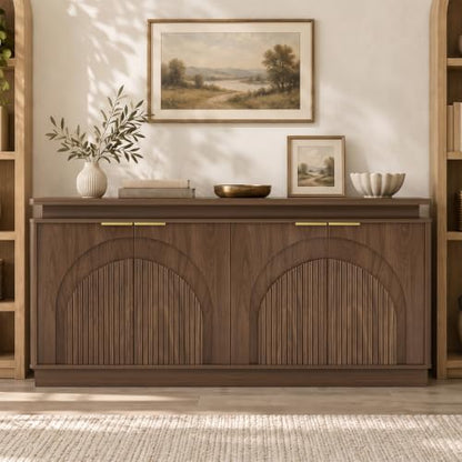 65.7" Sideboard Buffet Cabinet with Arched Fluted Doors,LED Lights, view 7