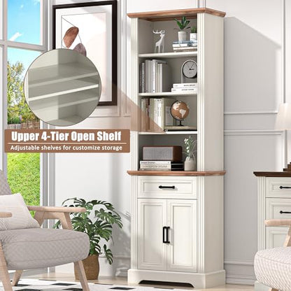 72" Tall 6-Tier Bookshelf, Farmhouse Bookcase with Ample Storage, view 5
