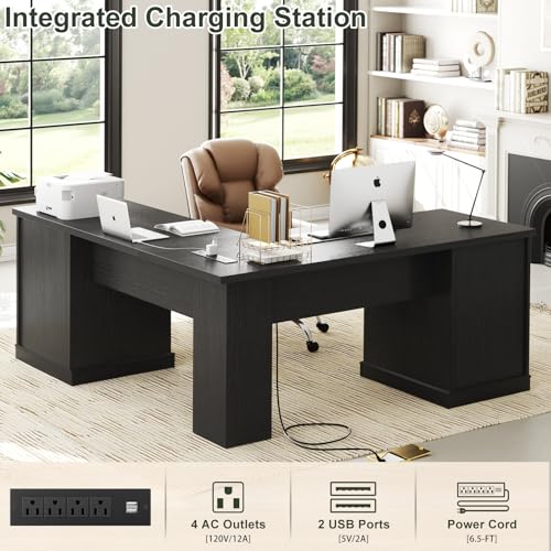 59" L Shaped Office Desk with Drawers & Storage, File Cabinet, view 5