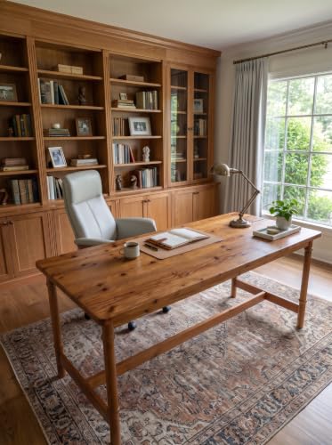 70.87" Extra Long Wood Desk, Farmhouse Style Solid Wood Desk, view 6
