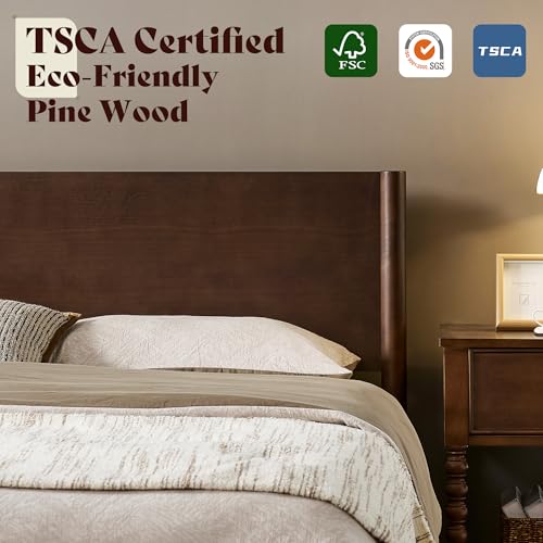 Solid Walnut Queen Bed Frame Mid-Century Design, view 6