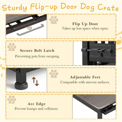 31.5IN Dog Crate Furniture, Wooden Dog Kennel with Flip-Up Door, view 5
