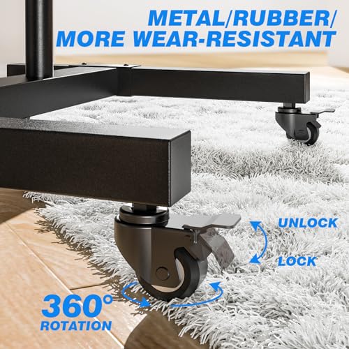 Mobile TV Cart Rolling TV Stand for 32-83 Inch Screens up to 110lbs, Portable TV Stand on Wheels with Height Adjustable Shelf, Outdoor TV Stands Mount for Home Office MAX VESA 600x400mm, Black