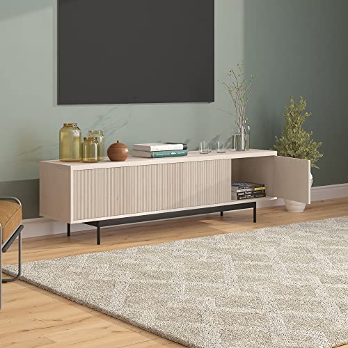 Henn&Hart 70" TV Stand for TVs up to 75", Beech White, view 7