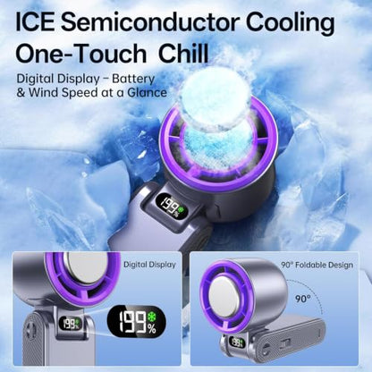 Pro Handheld Portable fan with Turbo Cooling, Speed(1-199) 5500mAh, view 4