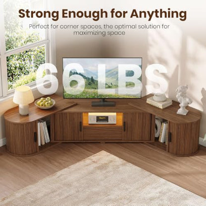 TV Stand, Extendable Media Console with Sliding Storage Doors, view 7