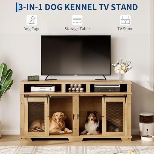 71'' Dog Crate Furniture for 2 Dogs, view 3