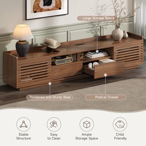 78.7"TV Stand for TV Up to 85",Mid-Century Modern TV Console Walnut, view 6