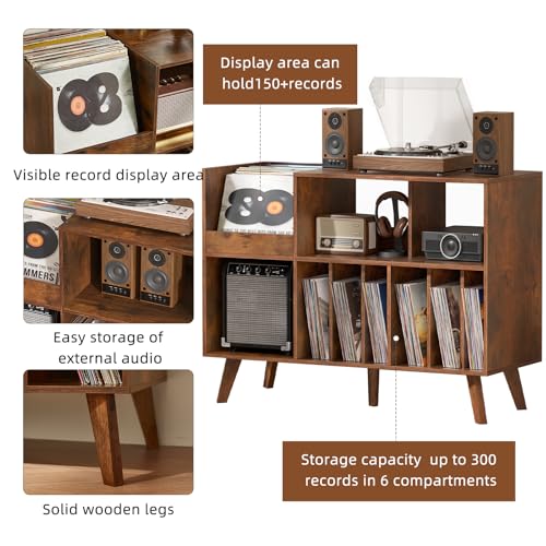 Large 48'' Record Player Stand with Display Area, view 5