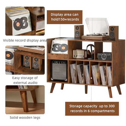 Large 48'' Record Player Stand with Display Area, view 5