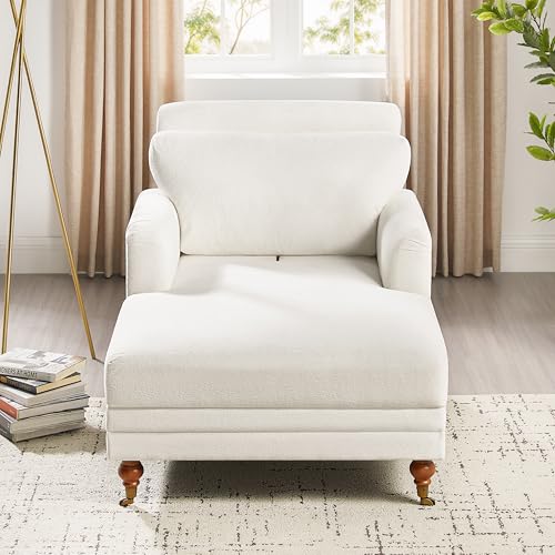 57.48'' Chaise Lounge Chair with Adjustable Backrest, Terry White, view 8