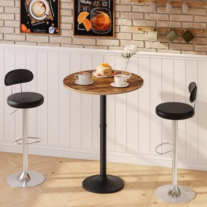 Round Bar Table, 35" Tall Pub Table, Cocktail Table with Base for Narrow Space, Bar Height Table for Kitchen, Easy to Assemble, Rustic Brown BF57BT01
