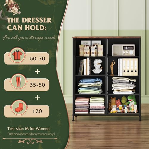 8 Drawer Fabric Dresser for Bedroom, Tall Storage Tower, Floral, view 6