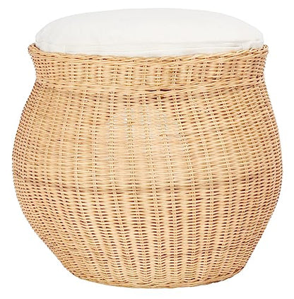 SAFAVIEH Home Collection Suli Honey Rattan/White Cushion Dome Cat Bed