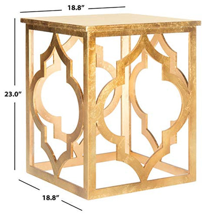 SAFAVIEH Home Collection – Milo Gold Leaf Trellis End Table, Quatrefoil Open Frame Accent Table, Fully Assembled (AMH1508B)