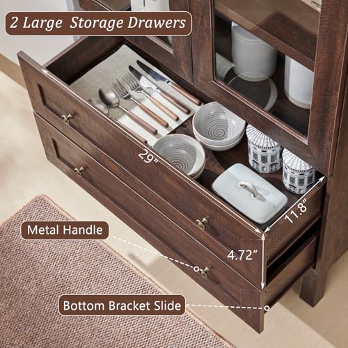 71" Tall Arched Kitchen Pantry, Kitchens Storage Cabinets, Brown, view 6