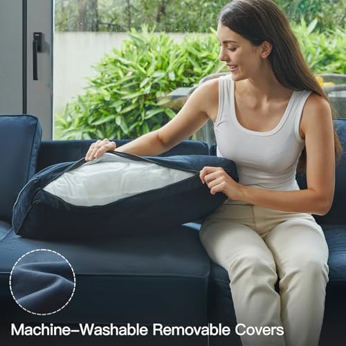Modular Velvet Sectional Sofa with Chaise Lounge Sectional Sleeper Sofa with Storage Chaise Bed Couch for Living Room Blue