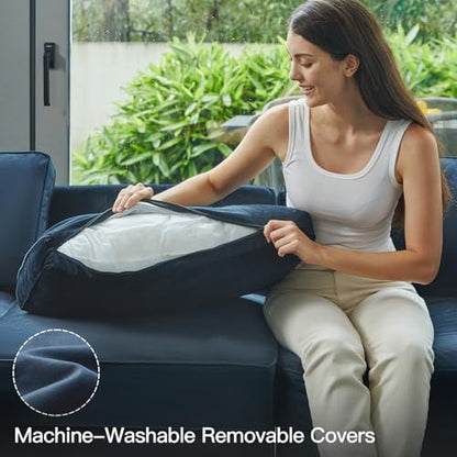 Modular Velvet Sectional Sofa with Chaise Lounge Sectional Sleeper Sofa with Storage Chaise Bed Couch for Living Room Blue