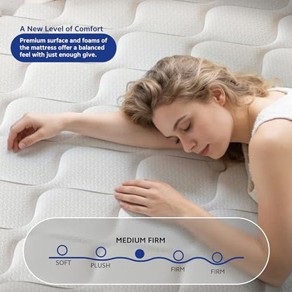 Double Mattress,12 Inch Full Mattrress with 7-Zone Hybrid Double Bed Mattresses,Pocket Sprung with Medium Firm for Body Support & Pressure Relief - 75 * 54in
