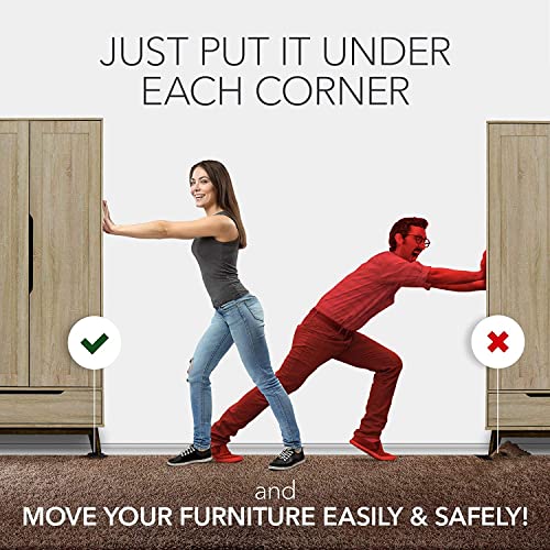 Furniture Sliders for Carpet 8 PCS Best Heavy Moving Pads 4 3/4" - Sliders for Furniture. Move Your Furniture Easy with Reusable Furniture Movers Sliders for Carpets!