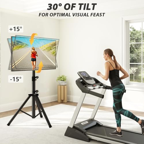 TV Tripod Stand for 23-80 inch TVs Holds up to 100lbs | Portable TV Stand with ±15° Tilt and Height Adjustment, Floor TV Stand for Bedroom, Trade Show, Outdoor, Max VESA 600x400mm