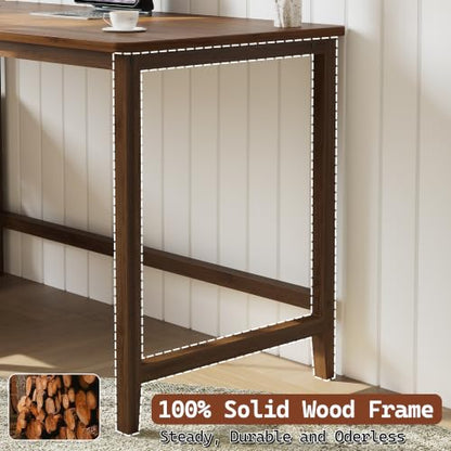47 Inch L Shaped Computer Desk with Solid Wood Frame & Power Outlets, view 4