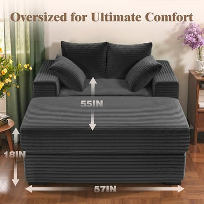 Indoor Chaise Lounge Chair With Storage Ottoman, view 3