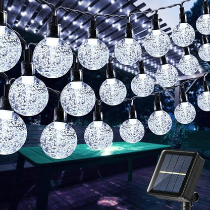 Solar String Lights Outdoor, 56ft 100 LED Globe String Light with 8 Mode, Waterproof Crystall Ball Lights Solar Patio Lights for Garden, Lawn, Patio, Gazebo, Yard, Outdoor Decor - Cool White