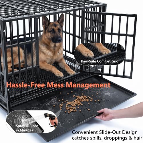 48" Heavy Duty Dog Crate for Large Dogs, Black, view 6