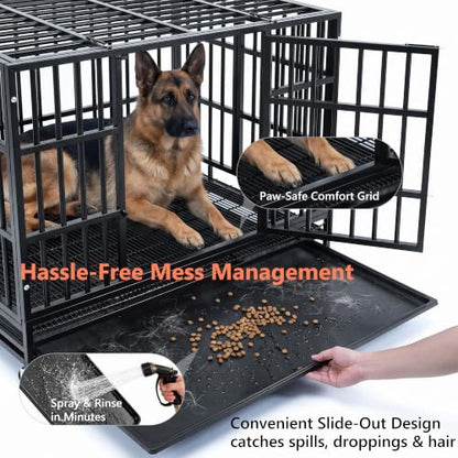 48" Heavy Duty Dog Crate for Large Dogs, Black, view 6