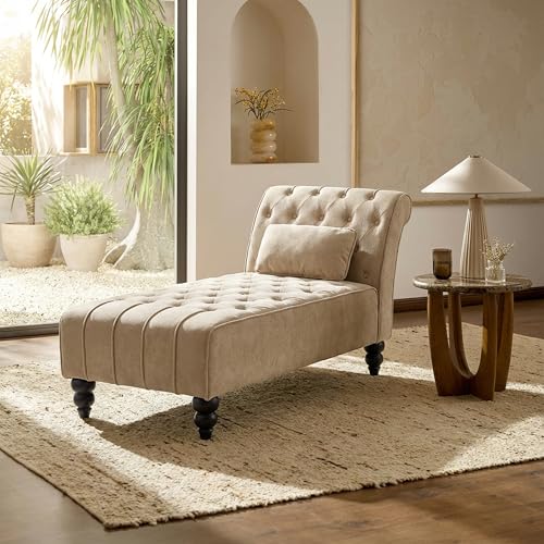 Rafaela Velvet Upholstered Chaise Lounge Chair Indoor with Lumbar Pillow, view 5