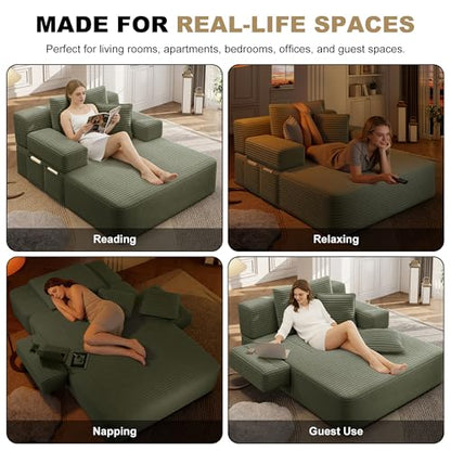 60.2" Oversized Chaise Lounge Chair, Boneless Corduroy Cloud Couch, view 7