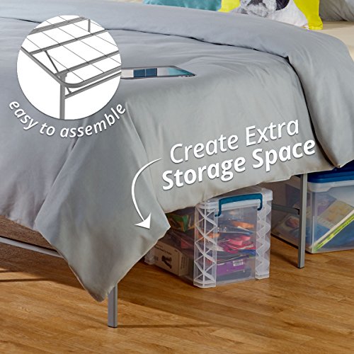 Premium Platform Bed Base in Silver, Replaces Box Spring and Bed Frame