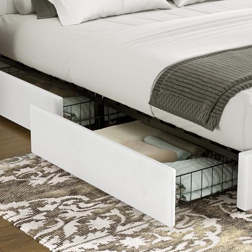 Full Size Upholstered Bed Frame with 4 Drawers and Headboard, view 5