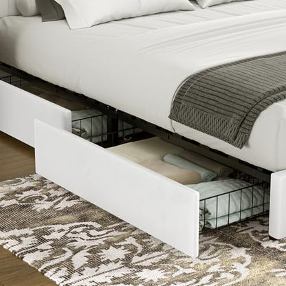 Full Size Upholstered Bed Frame with 4 Drawers and Headboard, view 5