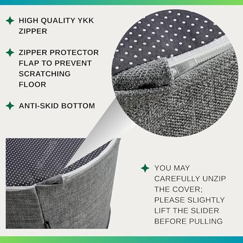 Large 22" Footrest Ottoman Sitting Pouf Extra Firm (Gray) | Extra Seating for Living Room, Bedroom, Playroom, High Density Foam Filling Foot Rest, Side Table, Home College Dorm Décor