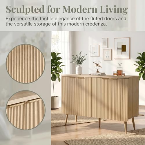 Fluted Sideboard Buffet Cabinet with Storage, view 5