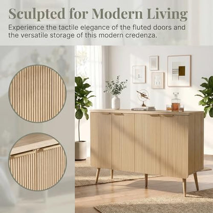 Fluted Sideboard Buffet Cabinet with Storage, view 5