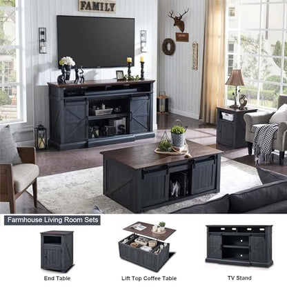 Farmhouse 80/75 inch TV Stand, 37.4" Tall Entertainment Center, Grey, view 6