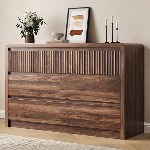 Fluted 6 Drawer Dresser for Bedroom, view 2