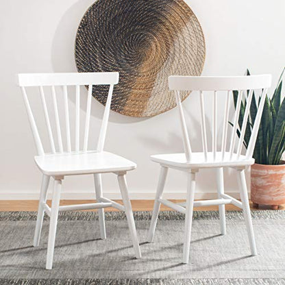 SAFAVIEH Home Collection – Winona Set of 2 White Windsor Farmhouse Dining Chairs, Spindle Back Wood Chairs, Classic Casual Seating (DCH8500B-SET2)