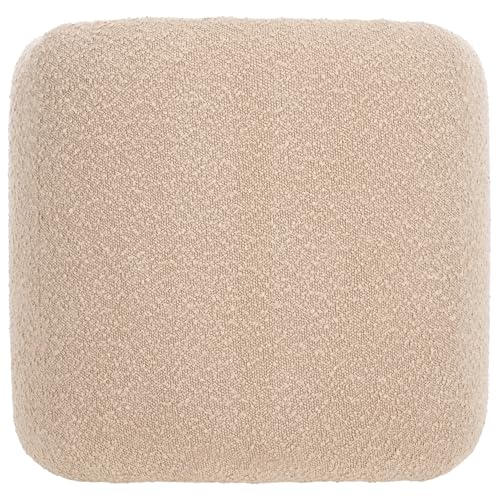 SAFAVIEH Home Collection Kibo Tan Boucle Waterfall Curved Ottoman (Fully Assembled)