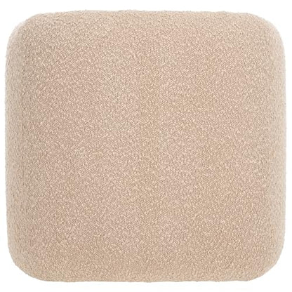 SAFAVIEH Home Collection Kibo Tan Boucle Waterfall Curved Ottoman (Fully Assembled)