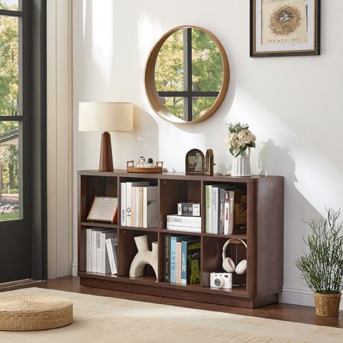 8 Cube Bookcase, 52" Long Horizontal Book Shelf w/Curved Edge, view 6