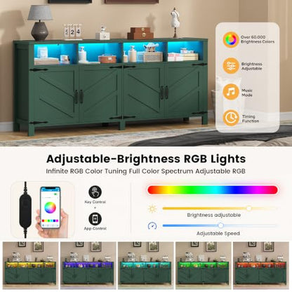 Buffet Sideboard with Storage with Power Outlets & LED Light, view 6