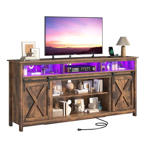 Farmhouse TV Stand for 80/75 Inch TV with Power Outlet, view 8