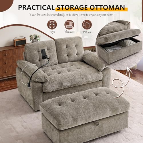 56” Chaise Lounge Chair with Ottoman, view 5