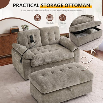56” Chaise Lounge Chair with Ottoman, view 5